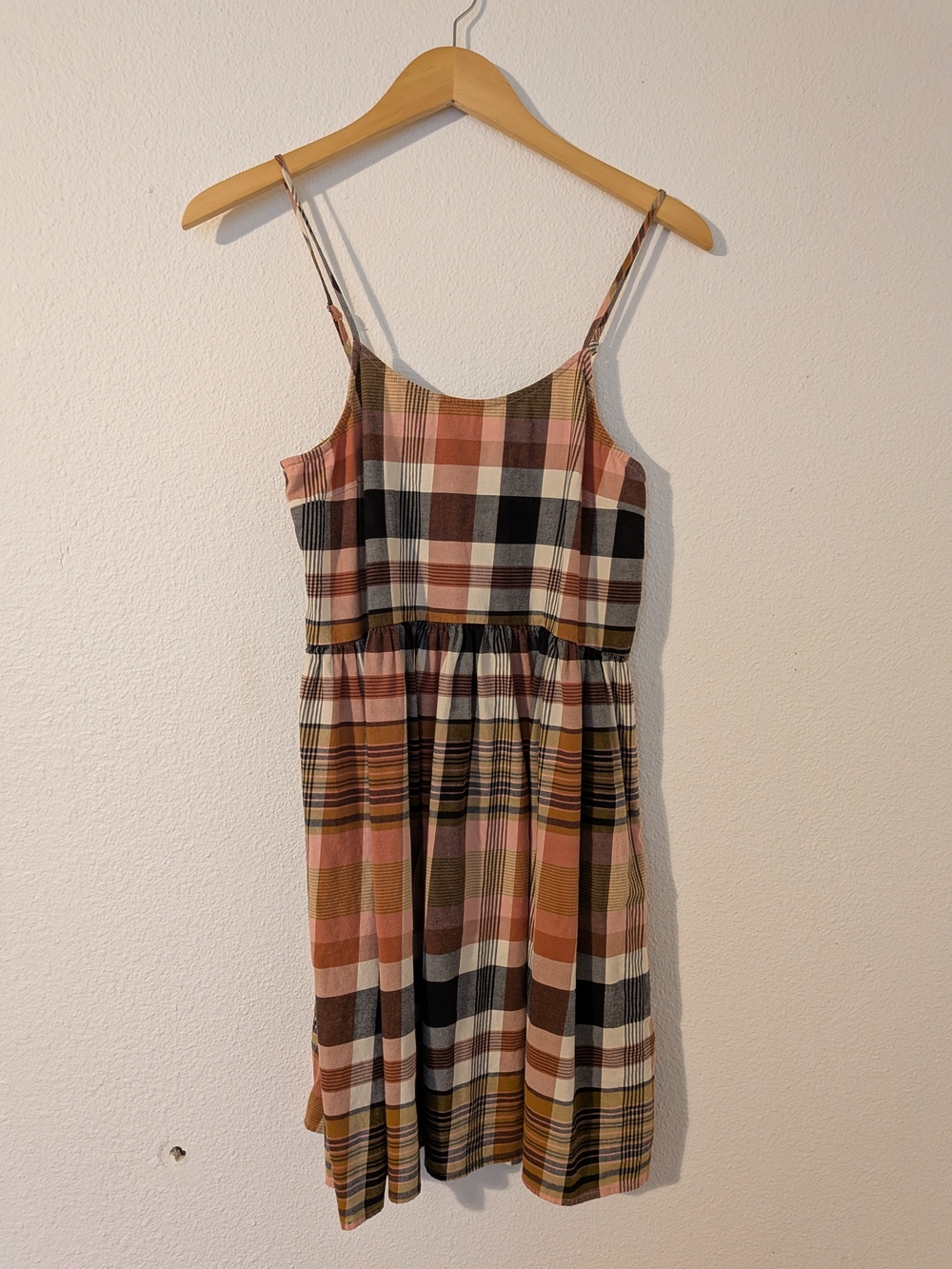 Madewell Plaid Mini Sundress in Pink, Tan, Black and White - Picture 3 of 5